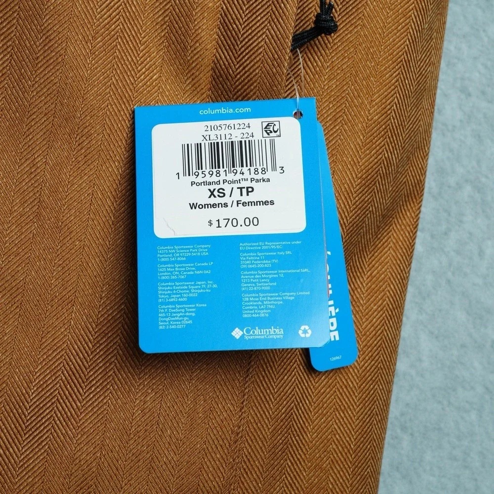 Columbia Women's Portland Omnitech Point Parka Brown XS Jacket NWT $170